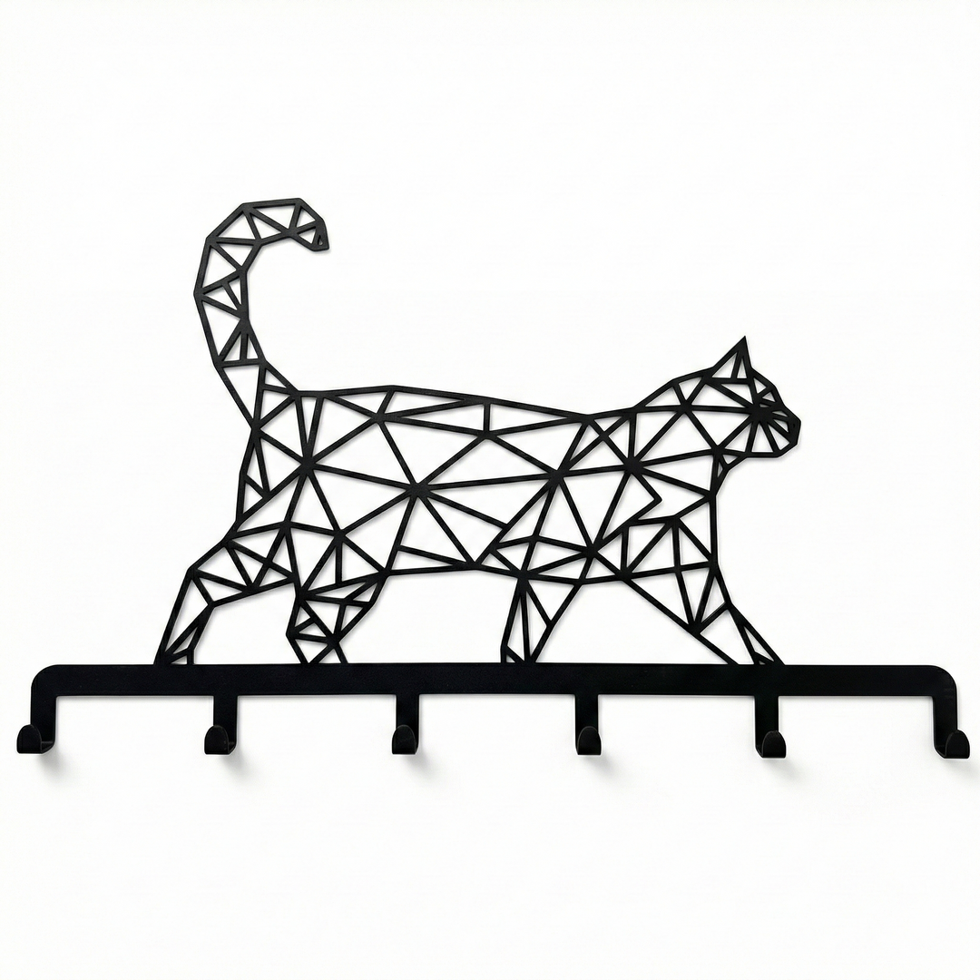 Appendino da parete in metallo gatto geometrico