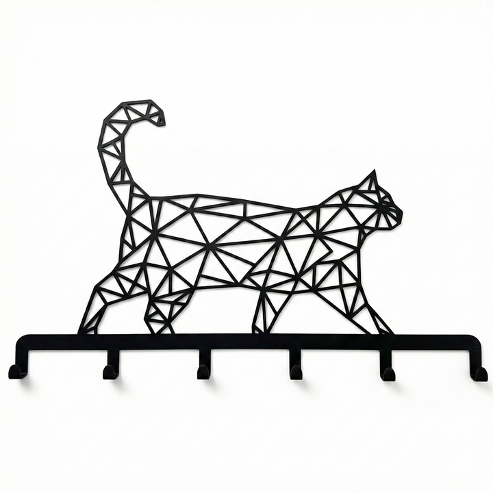 Appendino da parete in metallo gatto geometrico