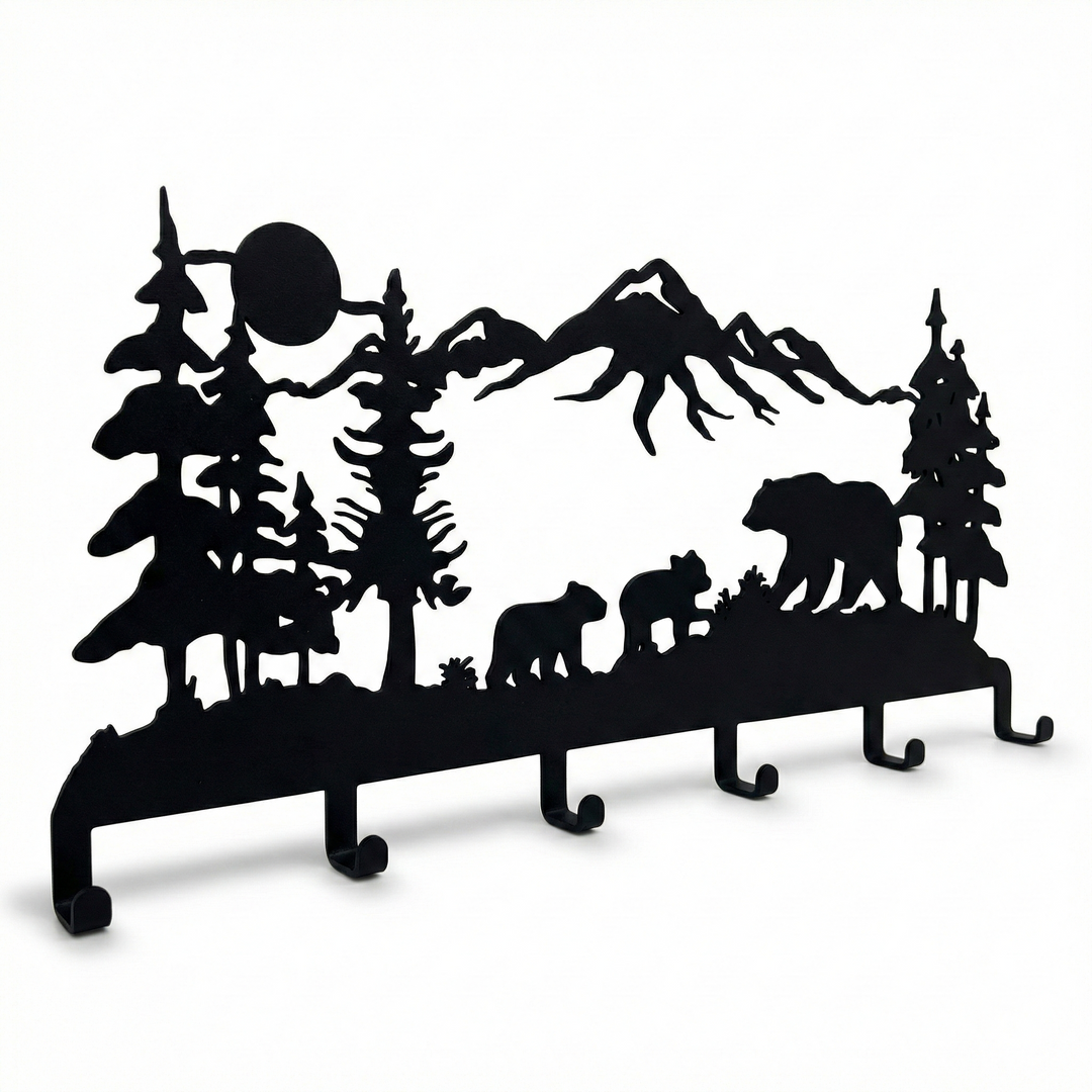 Bear Family Metal Coat Rack, Wall Mount Hanger