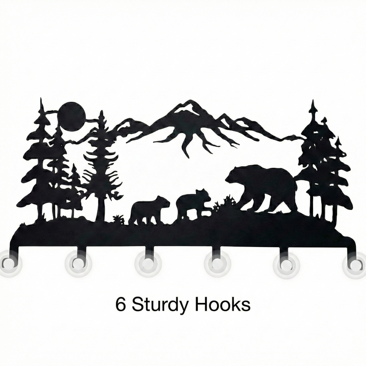 Bear Family Metal Coat Rack, Wall Mount Hanger