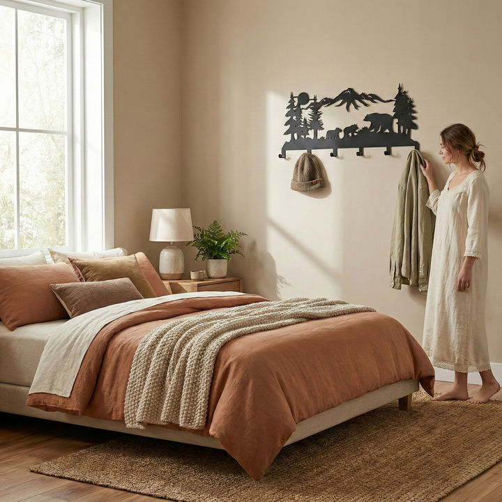 Bear Family Metal Coat Rack, Wall Mount Hanger