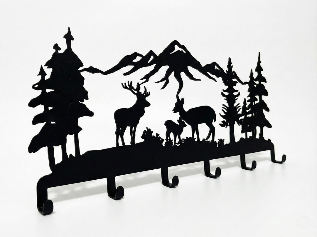 Deer Family Metal Coat Rack, Wall Mount Hanger