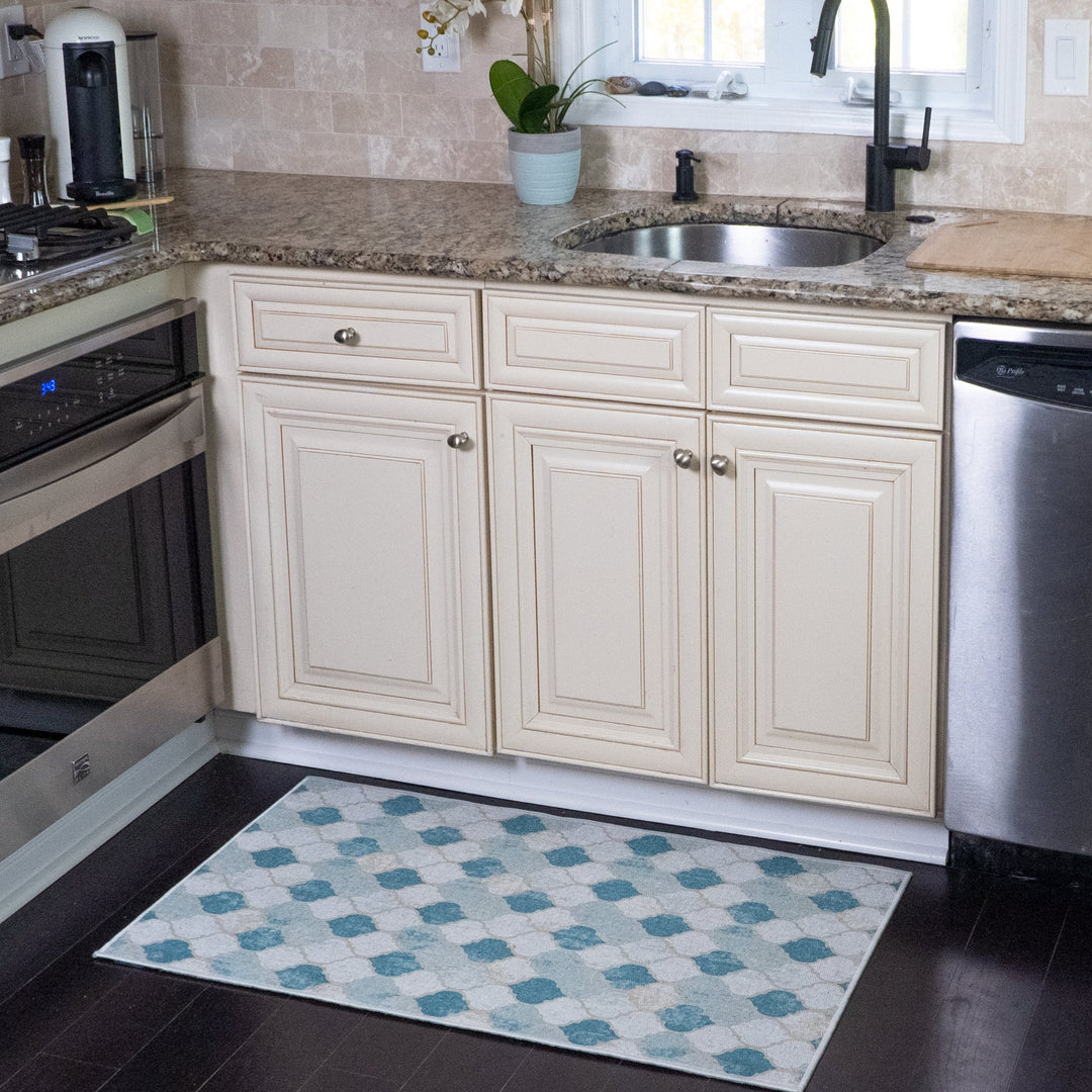 Moroccan Design Multipurpose Floor Mat | 24"x44" | Gray&Blue