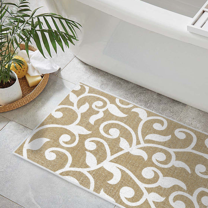 Floral Design Multipurpose Floor Mat | 24"x44" | Beige