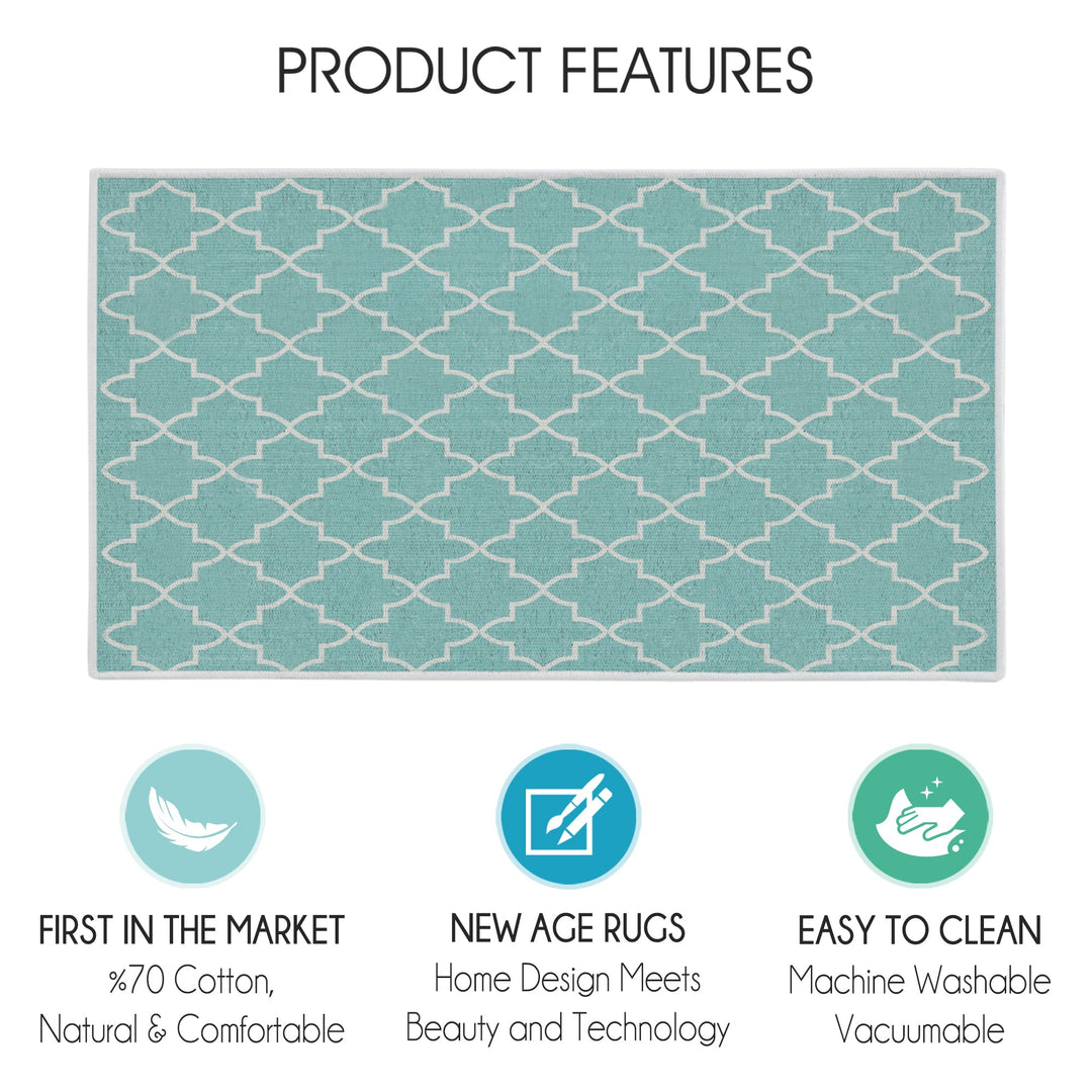 Geometric Design Multipurpose Floor Mat | 24"x44" | Turquoise