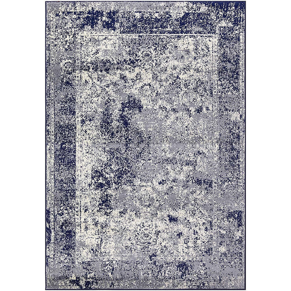 Homeward Collection Non-Skid Area Rug | 5X7 Ft. | Navy - Beige