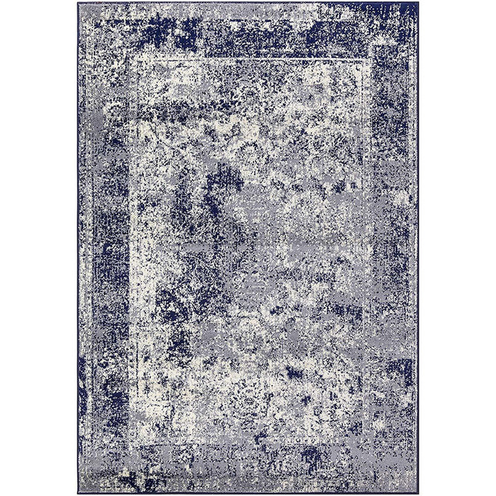 Homeward Collection Non-Skid Area Rug | 5X7 Ft. | Navy - Beige