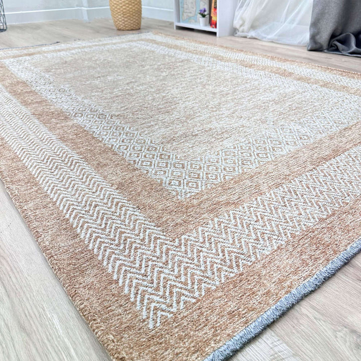 Alfa Rich Amber Gold Washable Area Rugs for Living Room Bedroom Kitchen Dining Cotton Rug