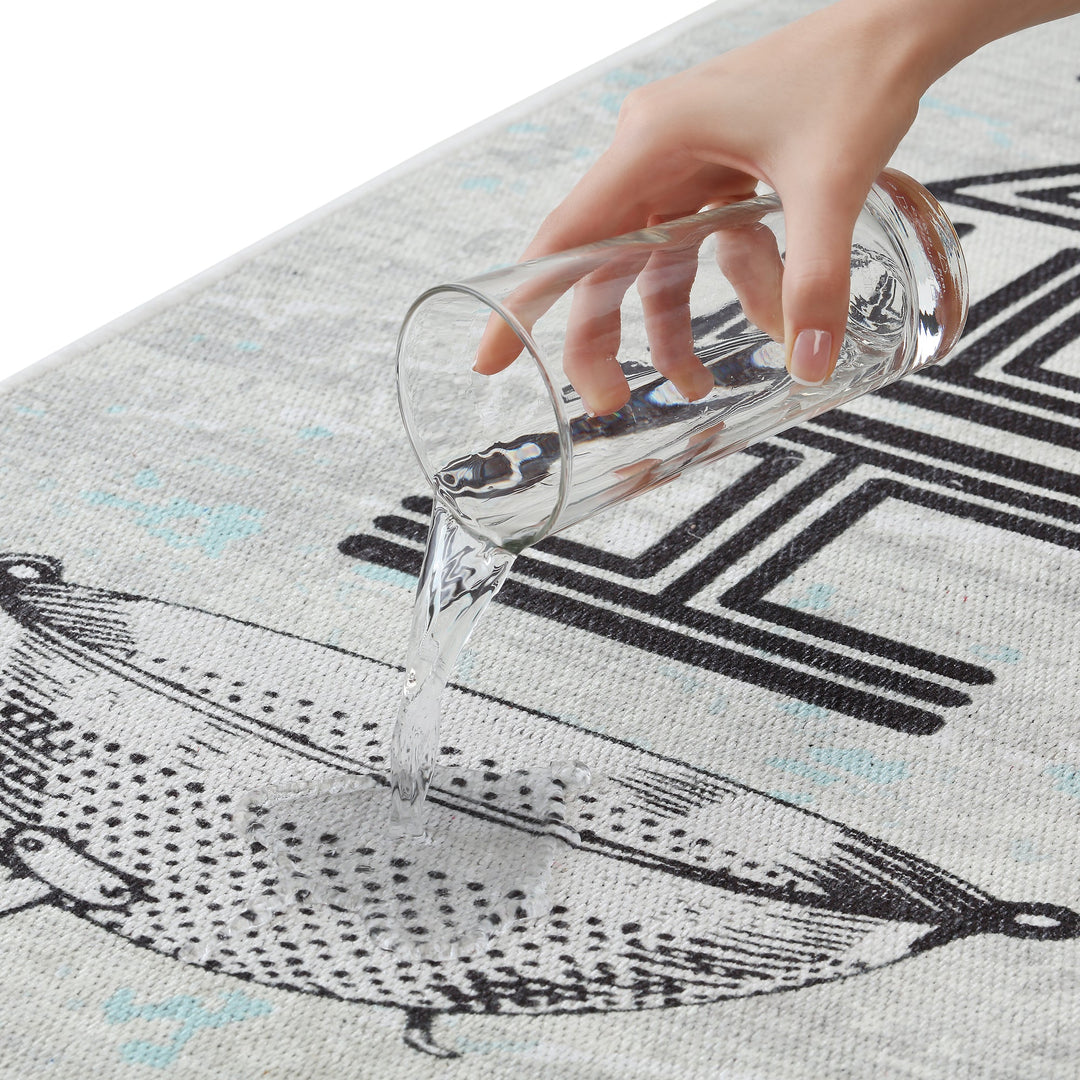 SussexHome Non Skid Washable Kitchen Runner Rug 20" x 59" | Gray&Black&Blue