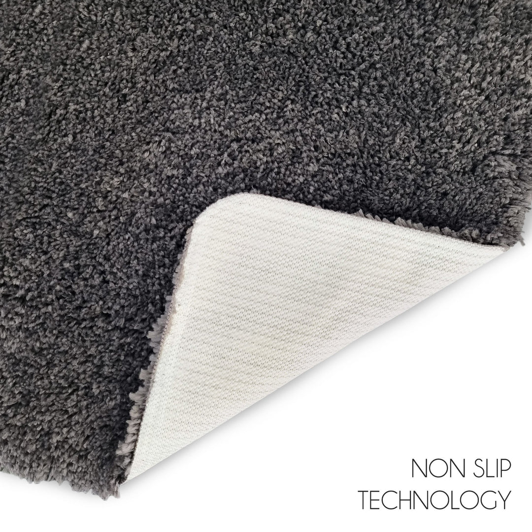 Solid Gray Bathroom Rugs Sets, Shower Rugs with Toilet Rugs U Shaped |Set of 2