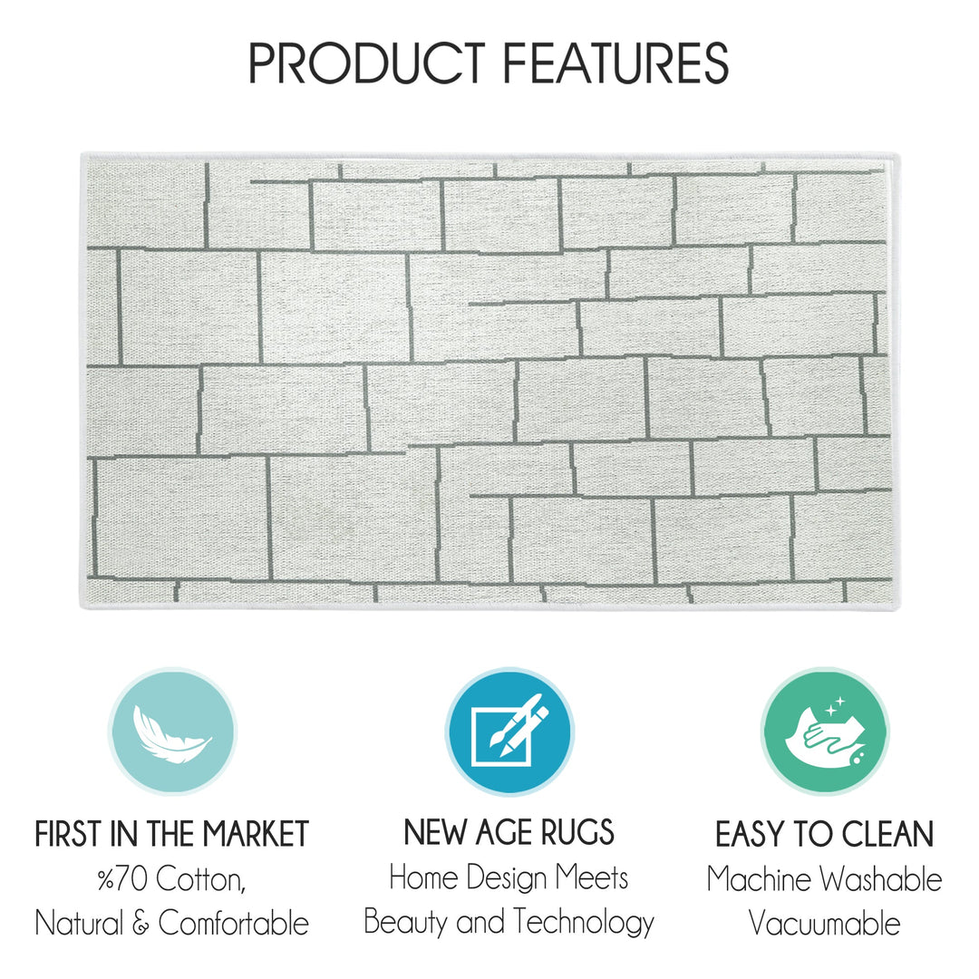 Grid Design Multipurpose Floor Mat | 24"x44" | Ivory