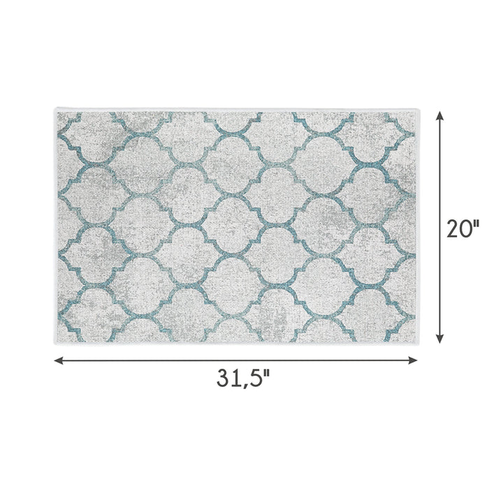 Geometric Design Multipurpose Floor Mat | 20"x31" | Gray&Teal