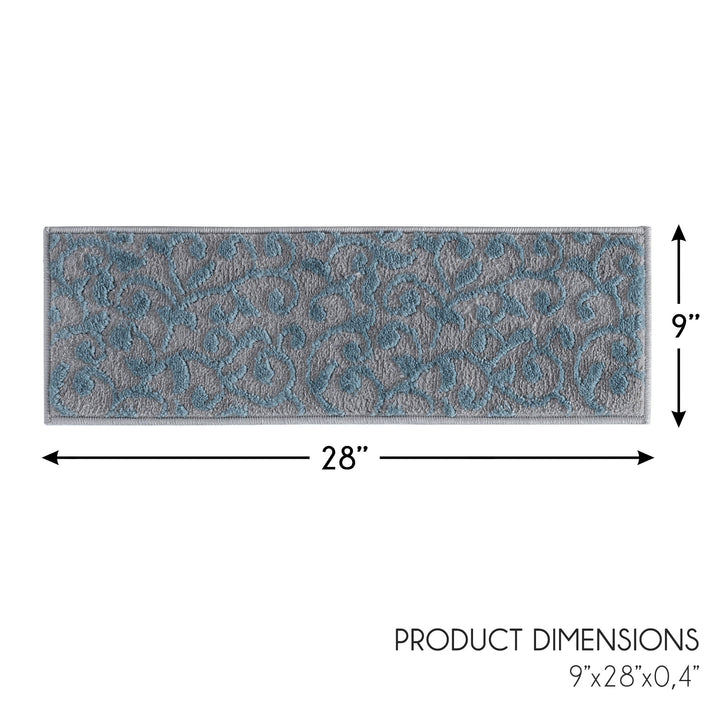Stair Treads Rug 9"x28" Leaves Collection | Teal