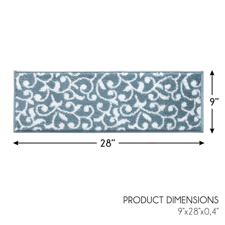 Stair Treads Rug 9"x28" Leaves Collection | Teal-White