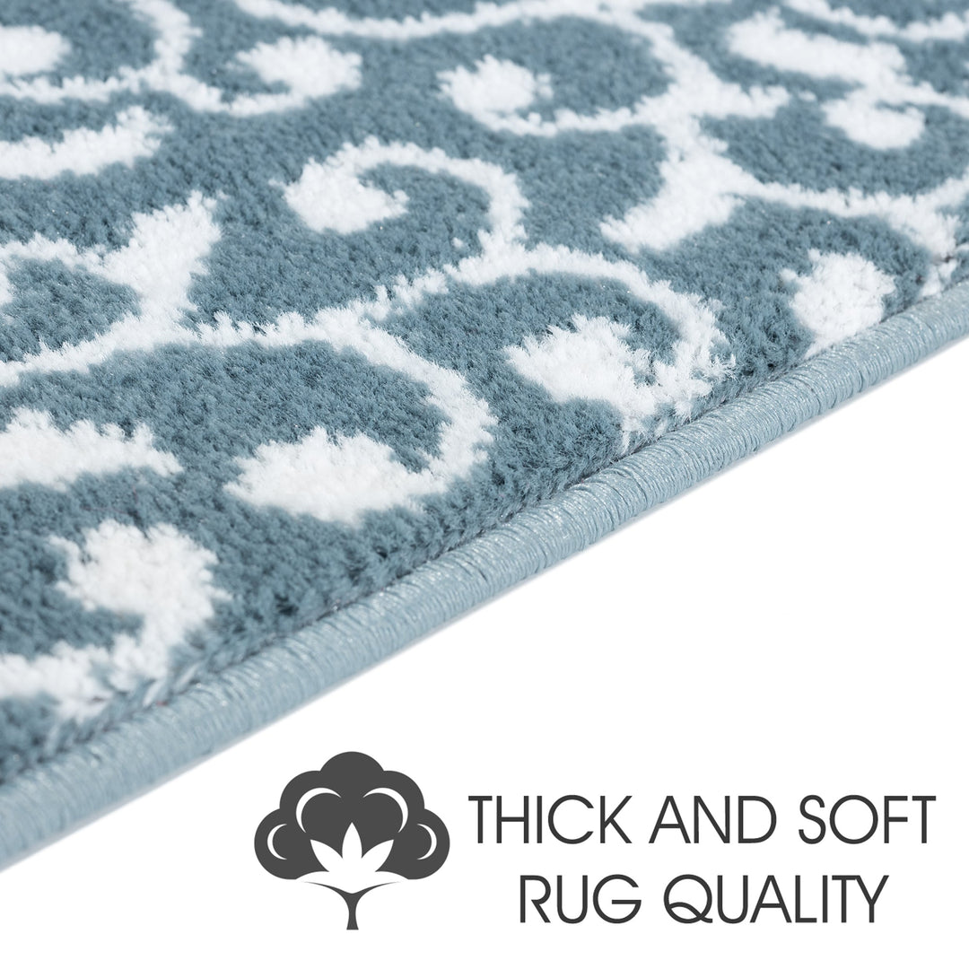 Stair Treads Rug 9"x28" Leaves Collection | Teal-White