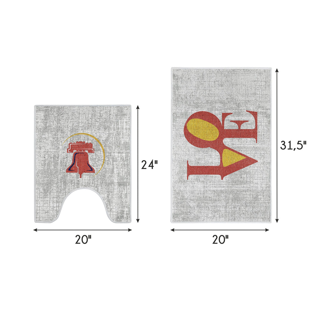 Philadelphia Design 2 Piece Bathroom Rugs Set | Multicolor