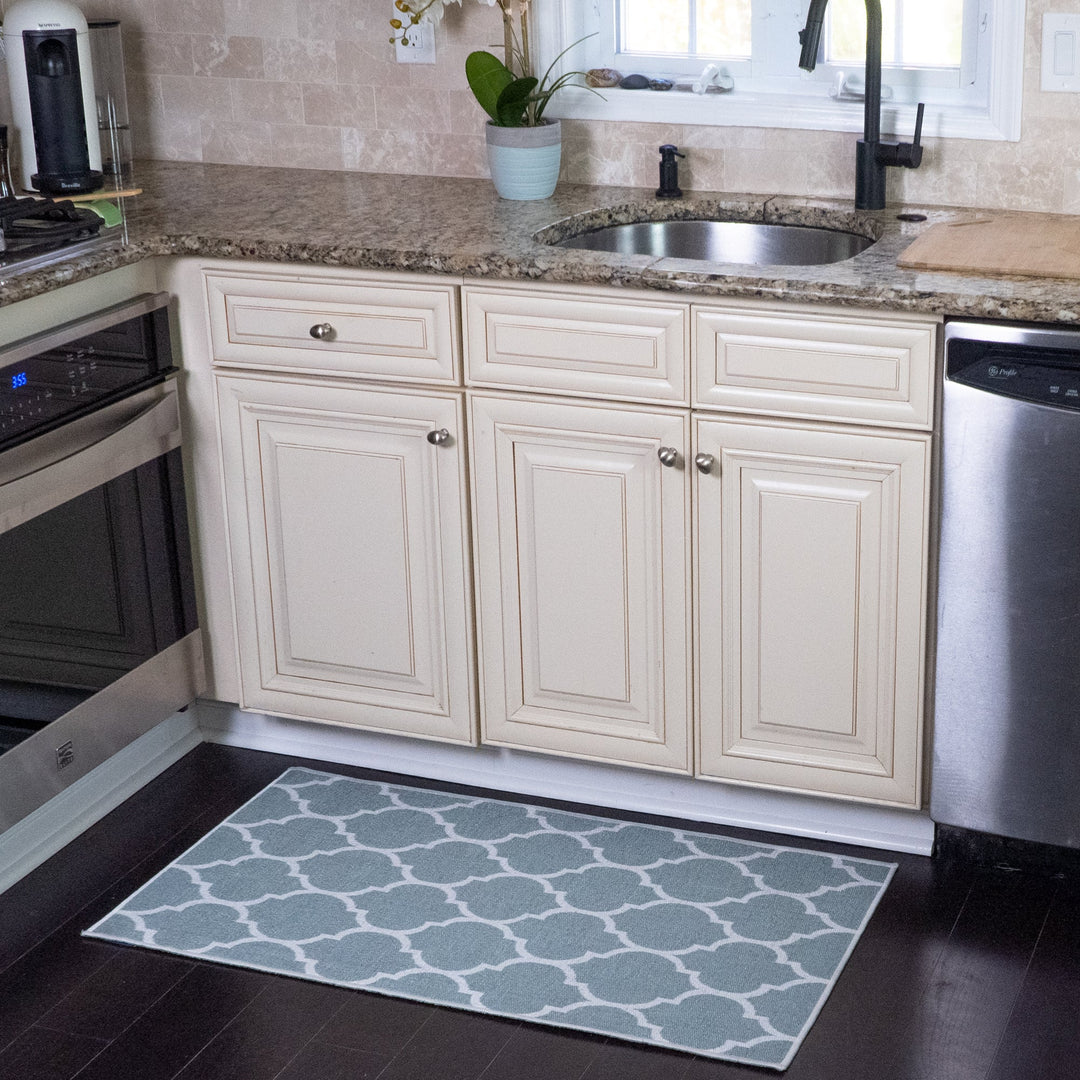 Geometric Design Multipurpose Floor Mat | 24"x44" | Light Teal