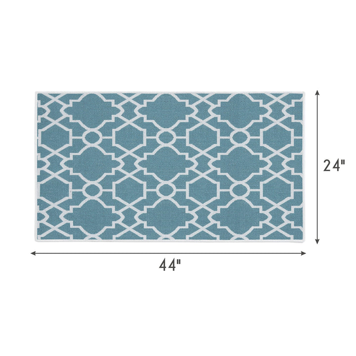 Geometric Graphic Design Multipurpose Floor Mat | 24"x44" | Teal