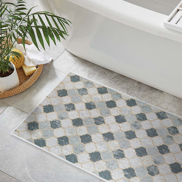 Moroccan Design Multipurpose Floor Mat | 20"x31" | Beige&Gray