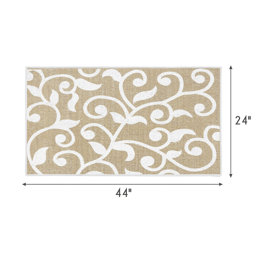 Floral Design Multipurpose Floor Mat | 24"x44" | Beige