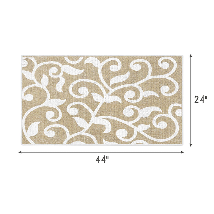 Floral Design Multipurpose Floor Mat | 24"x44" | Beige