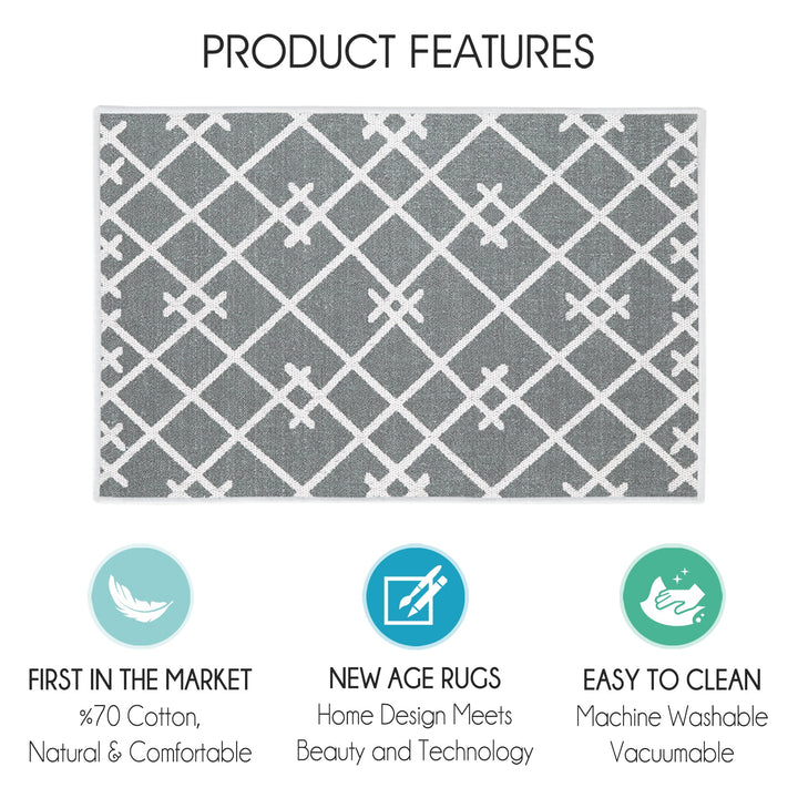 Geometric Design Multipurpose Floor Mat | 20"x31" | Gray