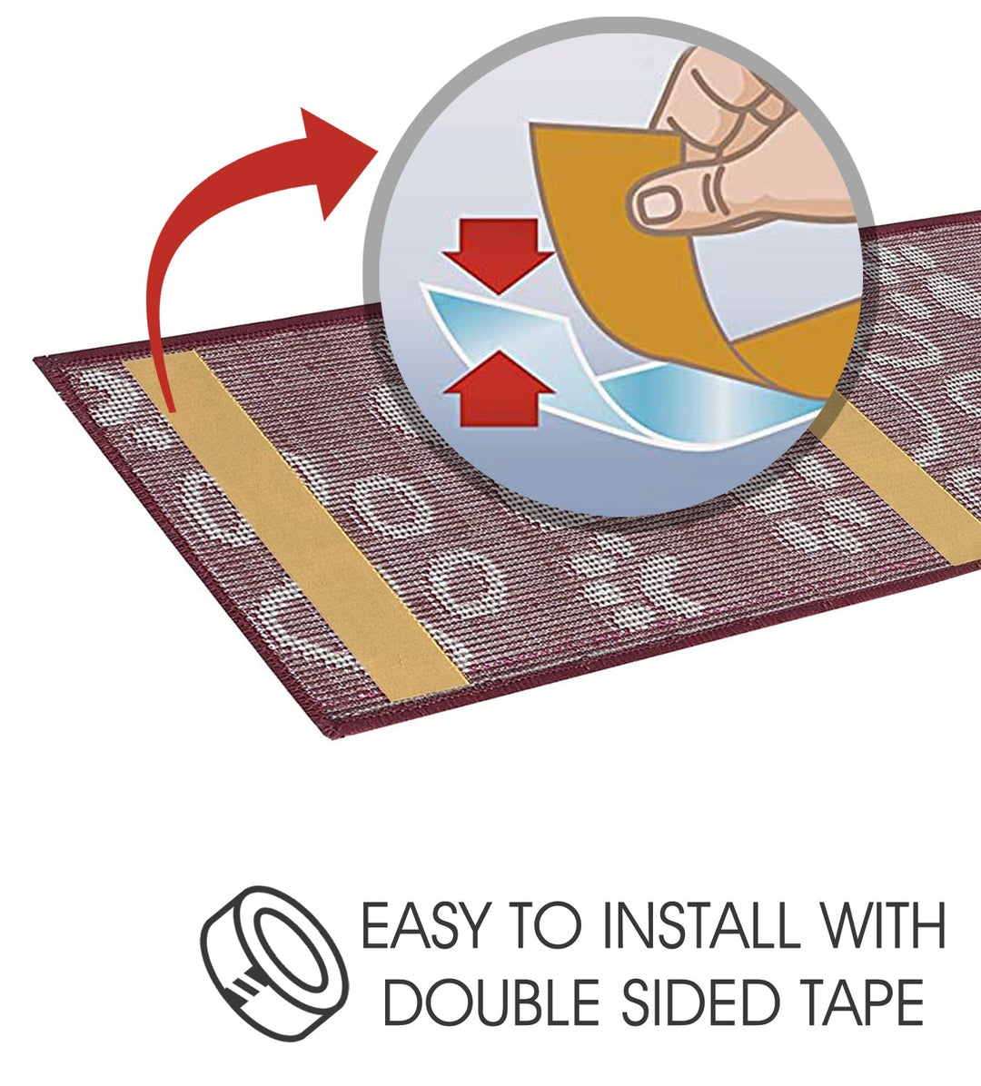 Stair Treads Rug 9"x28" Paw Collection | Red & White