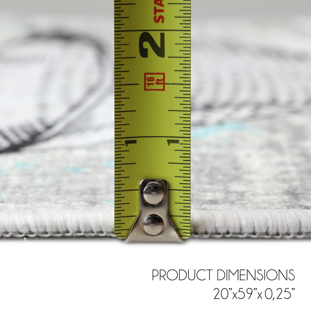 SussexHome Non Skid Washable Kitchen Runner Rug 20" x 59" | Gray&Black&Blue