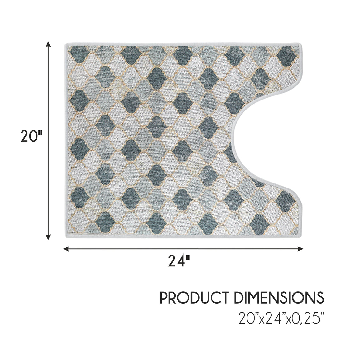 Moroccan Design U Shape Bathroom Rug | 20”x24" | Beige&Gray