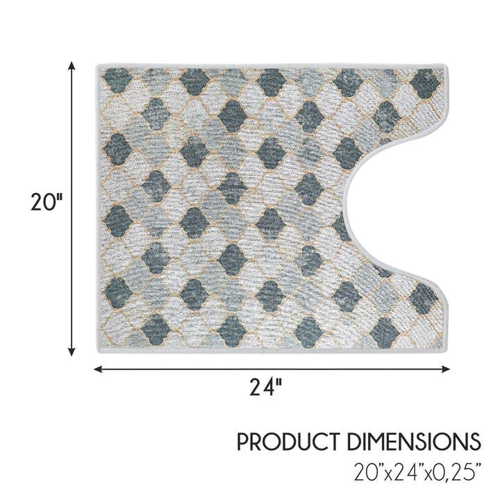 Moroccan Design U Shape Bathroom Rug | 20”x24" | Beige&Gray