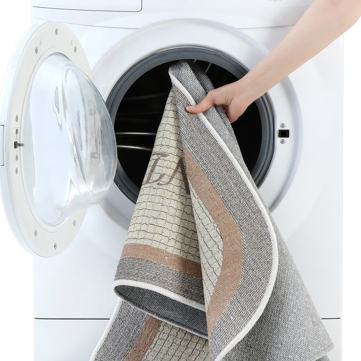 Non Skid Washable Laundry Room Rug Runner-20" x 59"| Gray&White