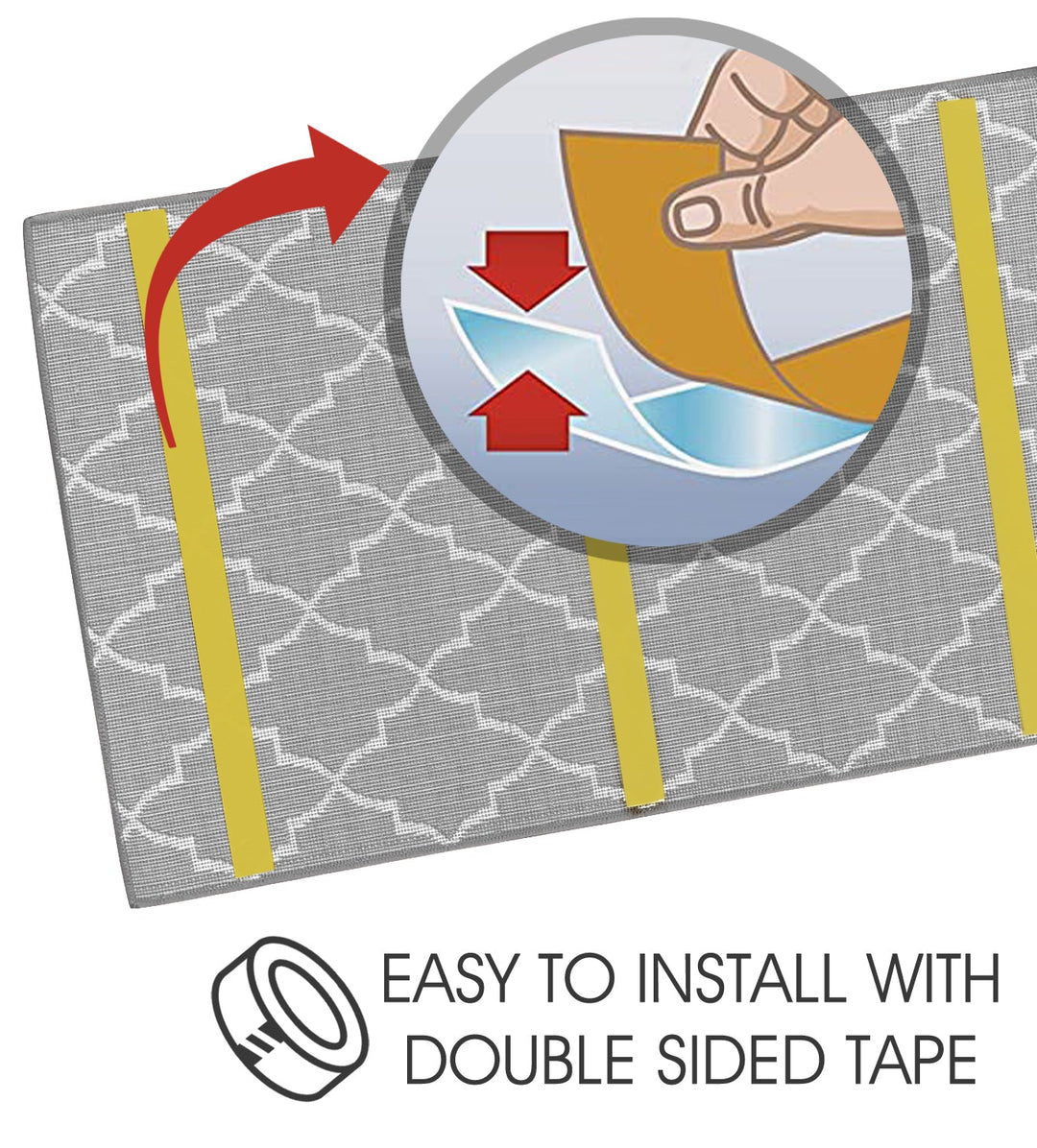 Sussex Home, Landing Rug, Slip Resistant Indoor Carpets Includes Adhesive Tape 2' x 3'-Trellisville Collection |Gray&White