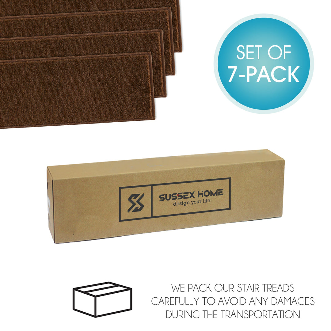 Stair Treads Rug 9"x28" Solid Collection | Brown