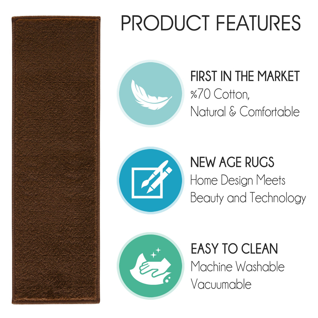 Stair Treads Rug 9"x28" Solid Collection | Brown