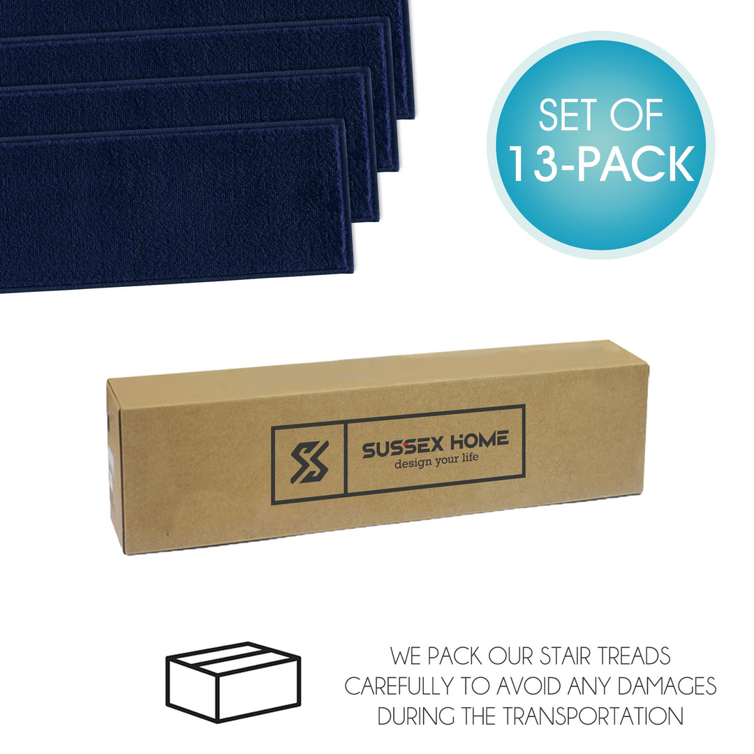 Stair Treads Rug 9"x28" Solid Collection | Navy