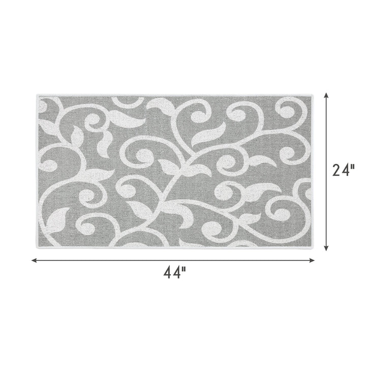 Floral Design Multipurpose Floor Mat | 24"x44" | Gray