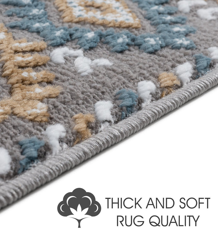 Stair Treads Rug 9"x28" Traditional Collection | Teal & White