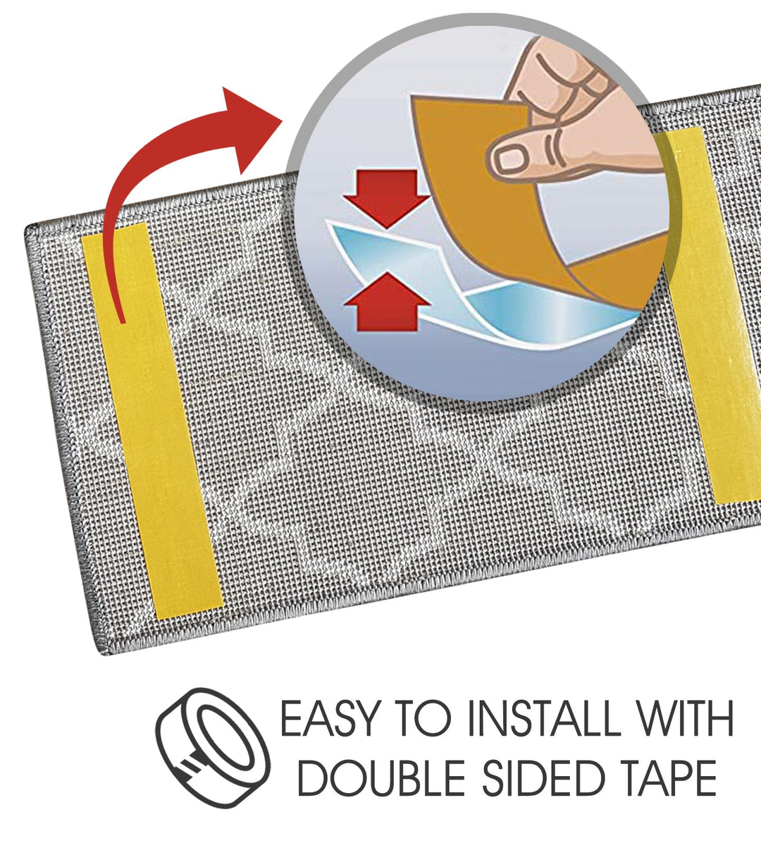 Stair Treads Rug 9"x28" Trellisville Collection | Gray & White