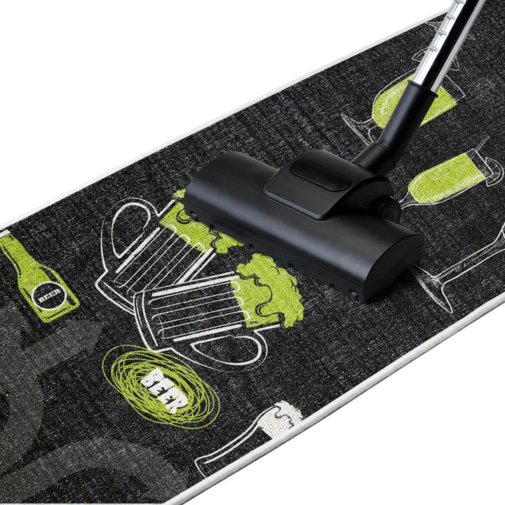 SussexHome Non Skid Washable Beer Bar Decorative Floor Rug 20" x 59" | Black&Green