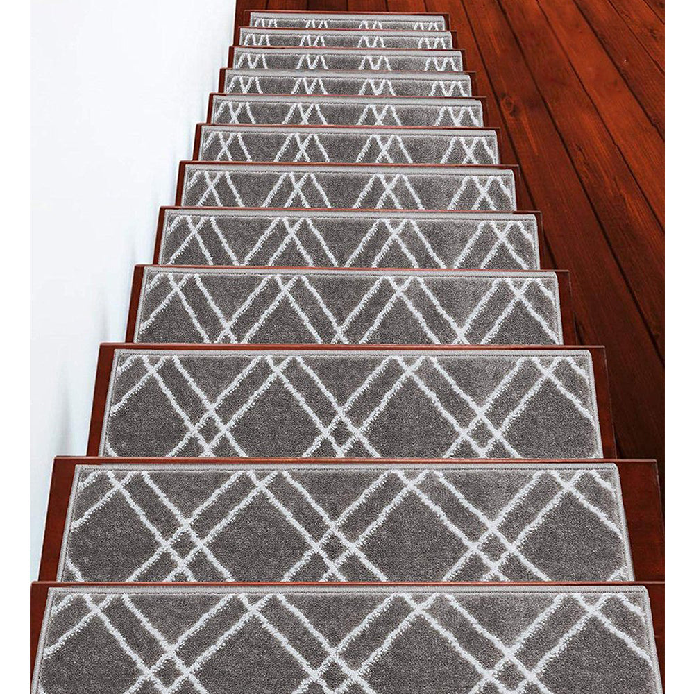 Stair Treads Rug 9"x28" Vintage Collection | Gray & White