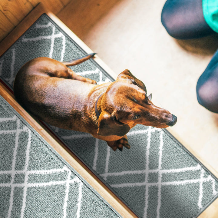 Stair Treads Rug 9"x28" Vintage Collection | Teal & White