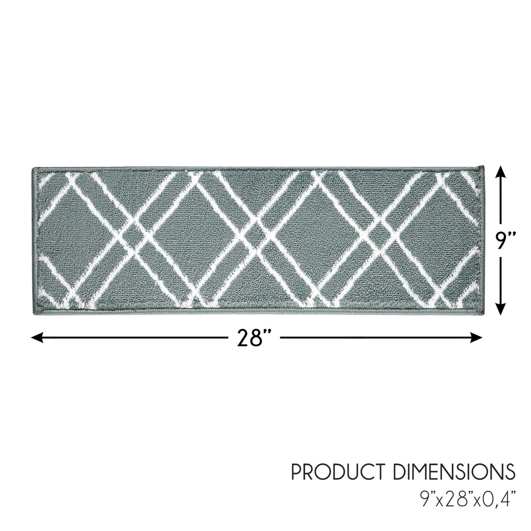 Stair Treads Rug 9"x28" Vintage Collection | Teal & White