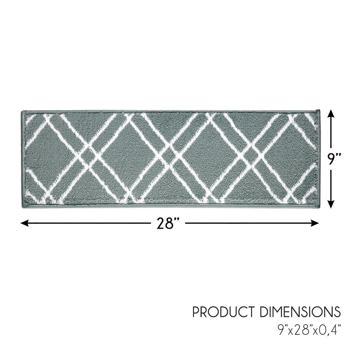 Stair Treads Rug 9"x28" Vintage Collection | Teal & White