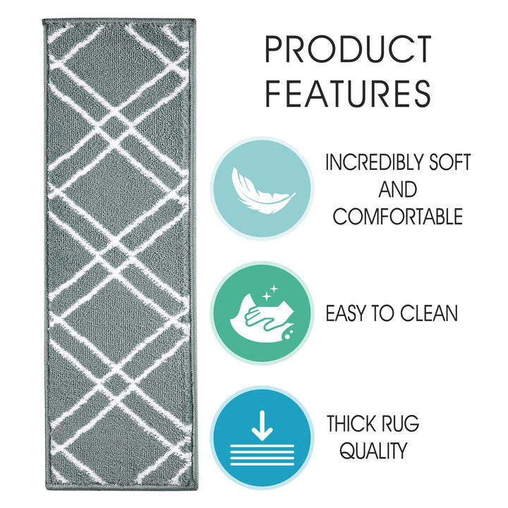 Stair Treads Rug 9"x28" Vintage Collection | Teal & White