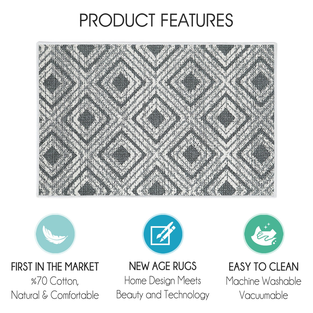 Geometric Design Multipurpose Floor Mat | 20"x31" | Gray2