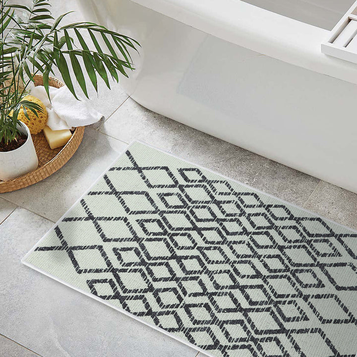 Geometric Diamond Design Multipurpose Floor Mat | 20"x31" | Ivory