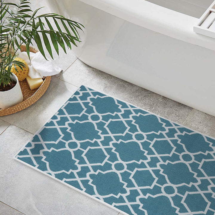 Geometric Graphic Design Multipurpose Floor Mat | 20"x31" | Teal
