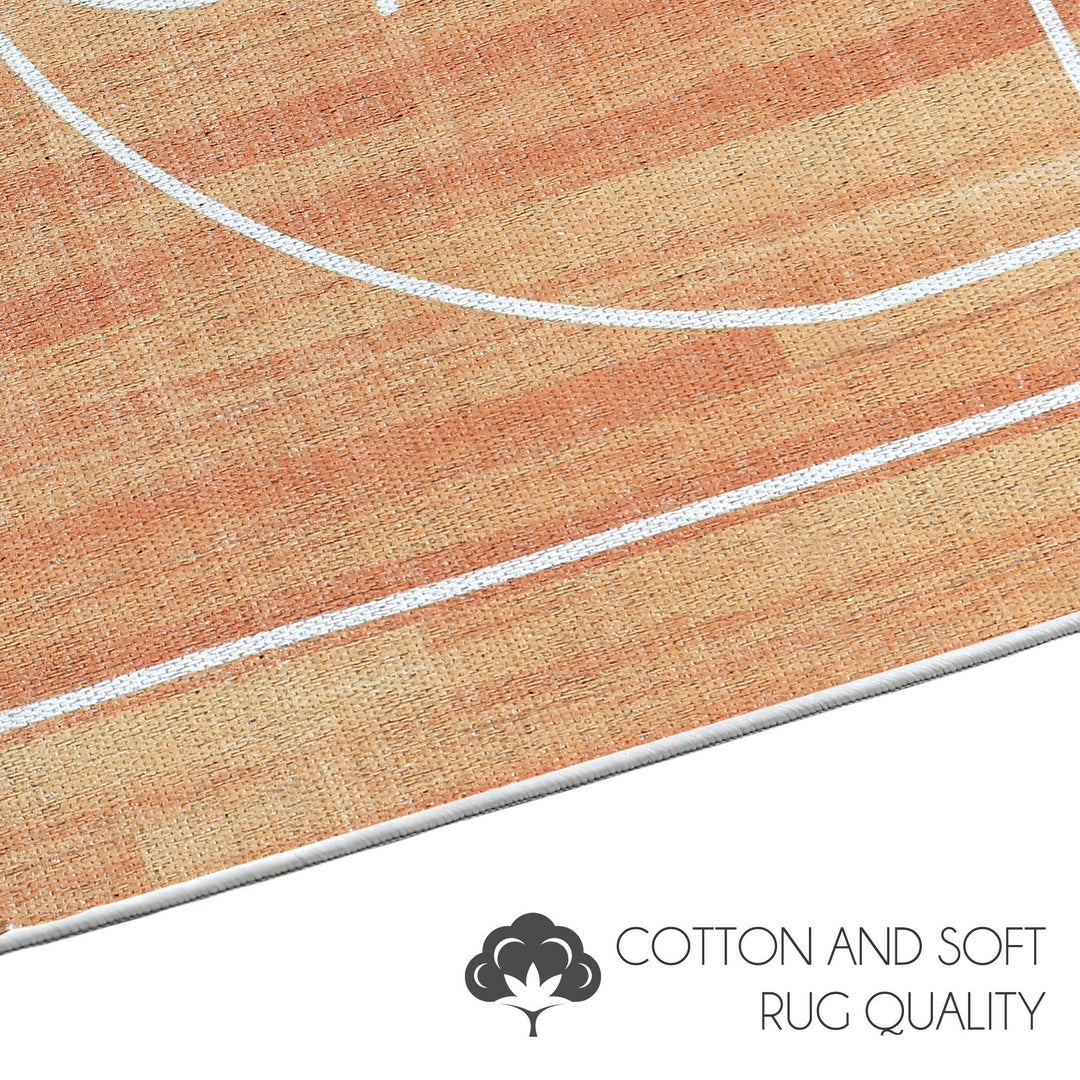 Low Pile- Non-Slip- Educational Kids Rug for Playroom |Basketball Pattern |39.5 x 59 Inches