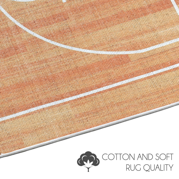 Low Pile- Non-Slip- Educational Kids Rug for Playroom |Basketball Pattern |39.5 x 59 Inches