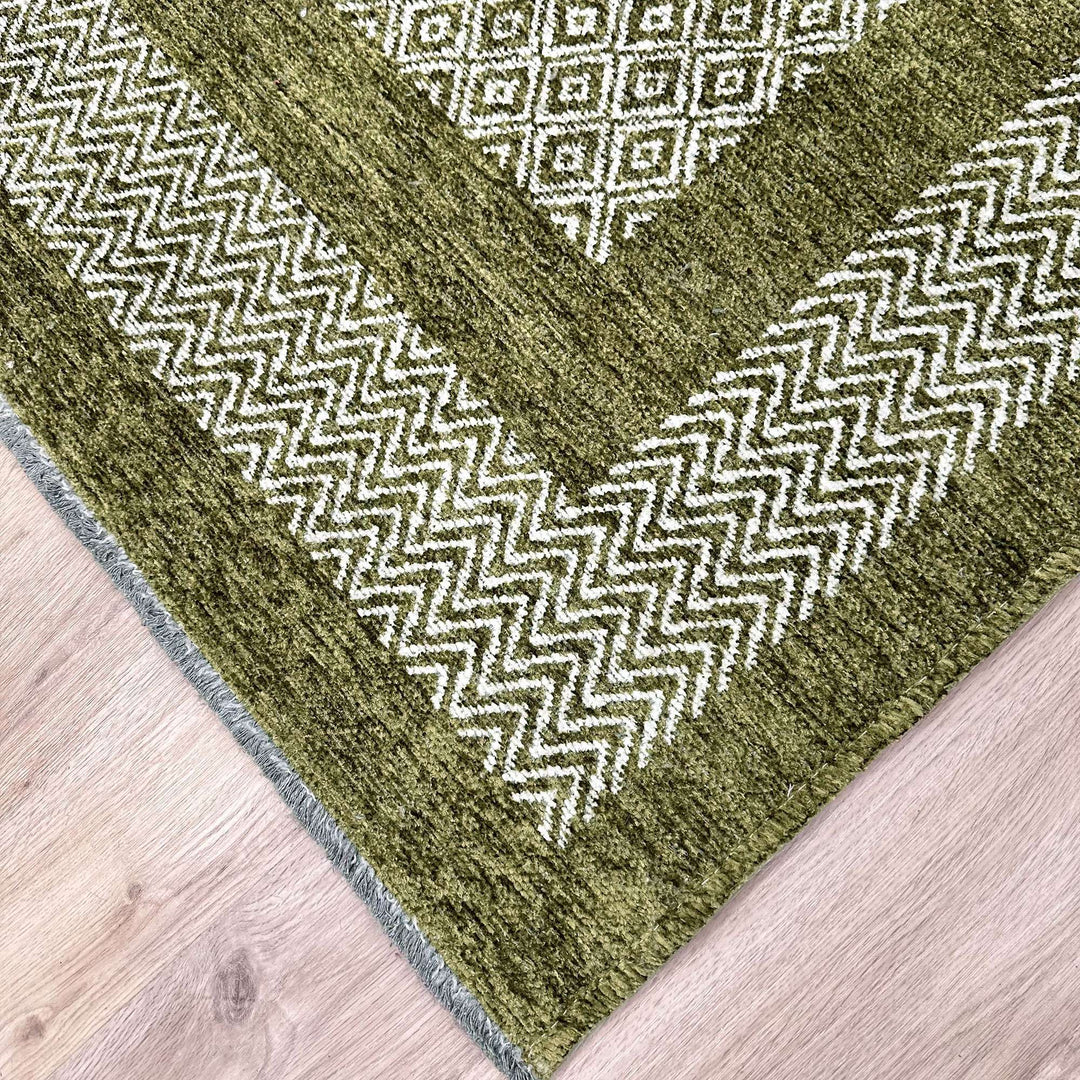 Alfa Rich Green Washable Area Rugs for Living Room Bedroom Kitchen Dining Cotton Rug